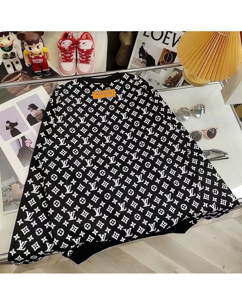 ヴィトン トレーナーお洒落カジュアル人気パーカーファッションペアお揃い長袖トップスコットン製