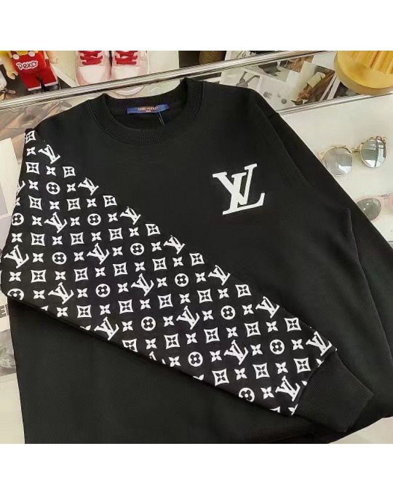 ヴィトン トレーナーお洒落カジュアル人気パーカーファッションペアお揃い長袖トップスコットン製