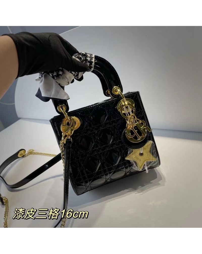 ディオール ミニショルダーバッグ ダイアン王妃バッグ絶好高品質エナメル製ファッションミニ葉のバッグセレプブロガー愛用