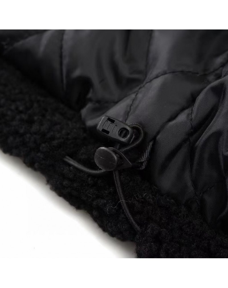 シャネル コート ラム毛のコートお洒落黒白組合せ綺麗人気コート暖かい冬最適