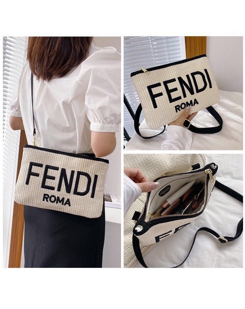 フェンデイ ショルダーバッグお洒落シンプルわら編み編みバッグ人気新作耐摩擦