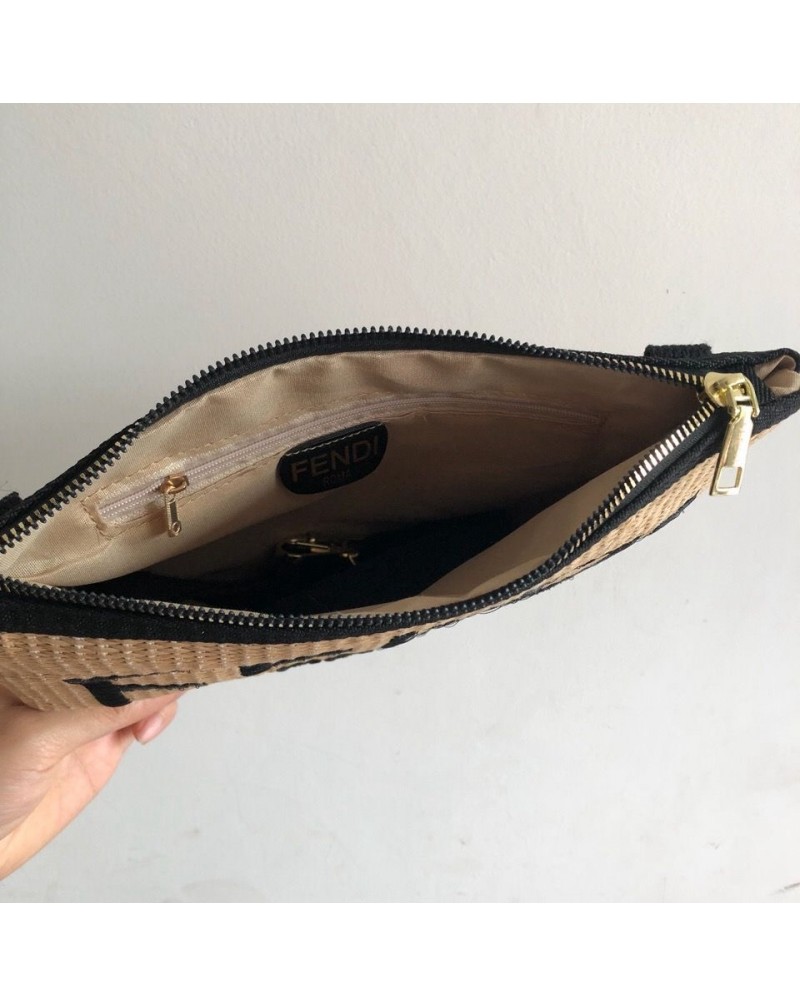 フェンデイ ショルダーバッグお洒落シンプルわら編み編みバッグ人気新作耐摩擦