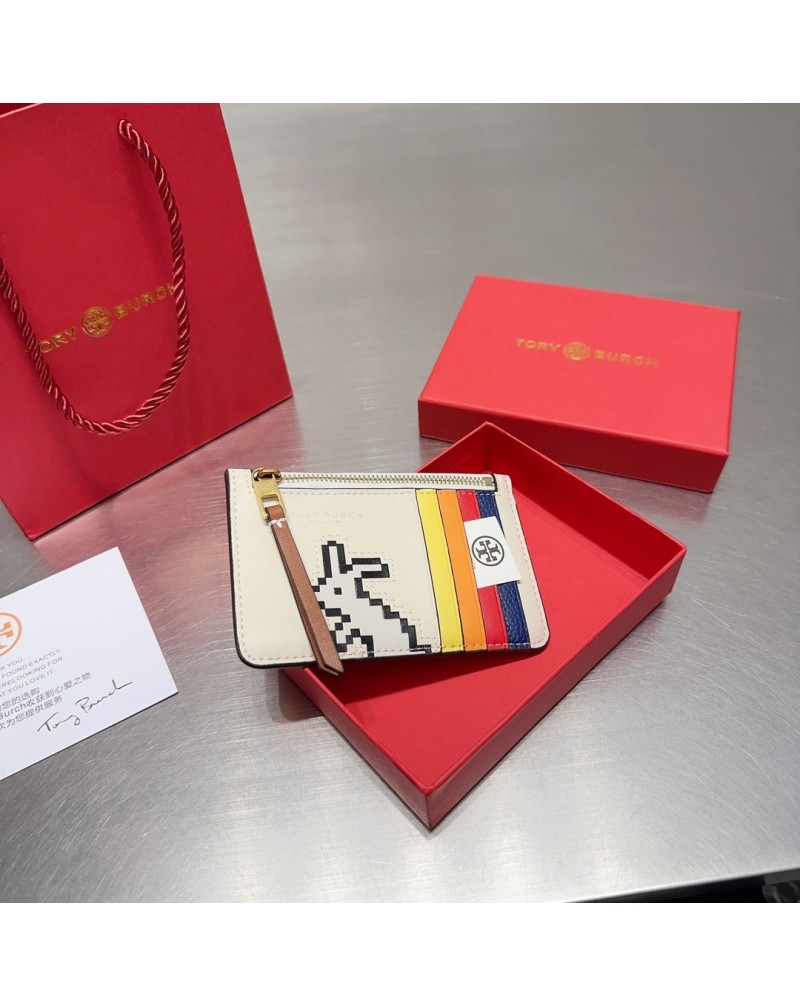 Tory Burch 小銭入れお洒落可愛いウサギカードケースファスナー付き紛失防止携帯便利