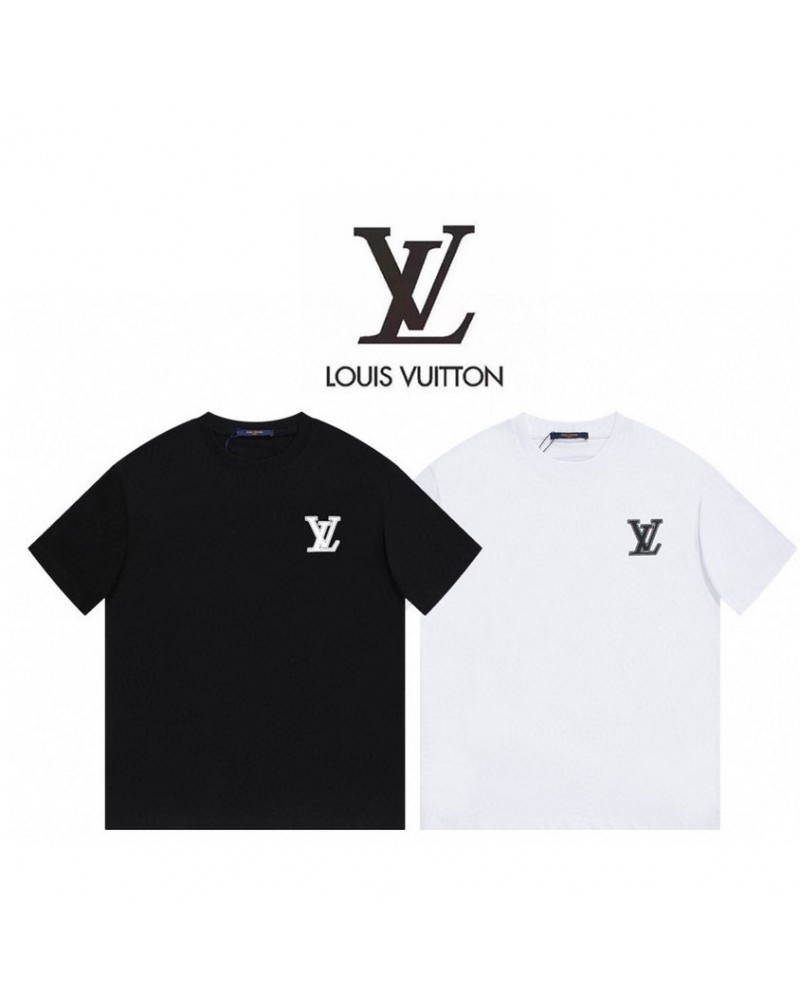 ヴィトン tシャツ半袖お洒落カジュアル人気トップスペアお揃い短袖コットン製肌に柔らかい