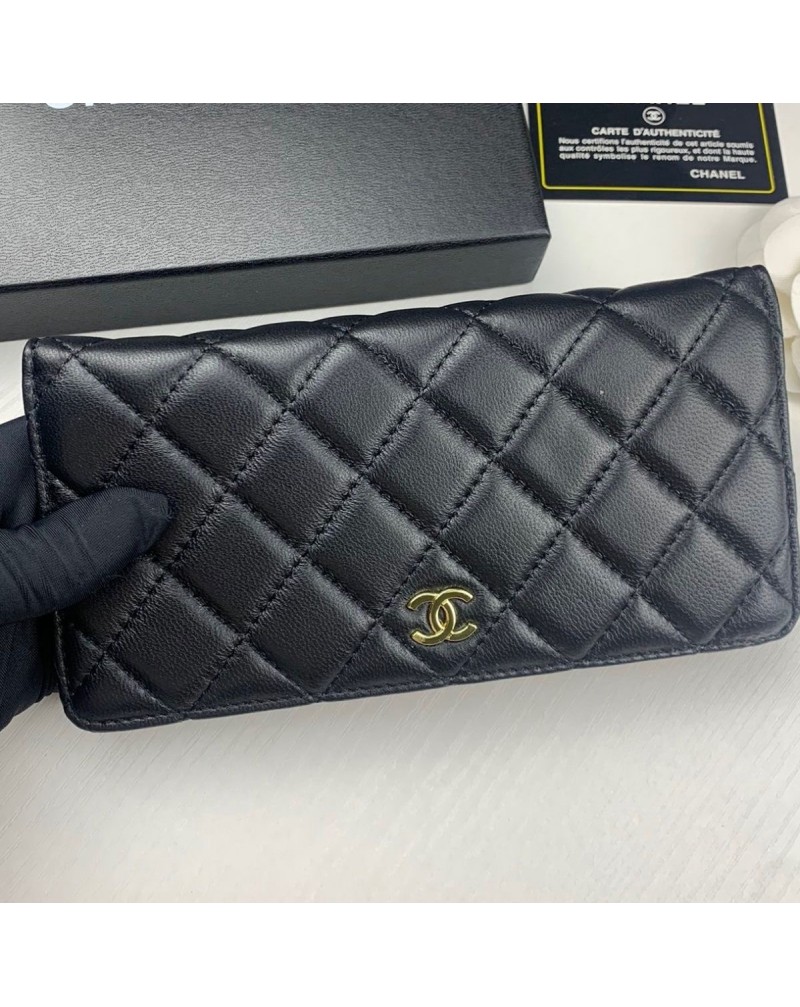 シャネル 長財布メンズ向け二つ折り財布高品質羊革製小銭入れやカードや紙幣収納財布