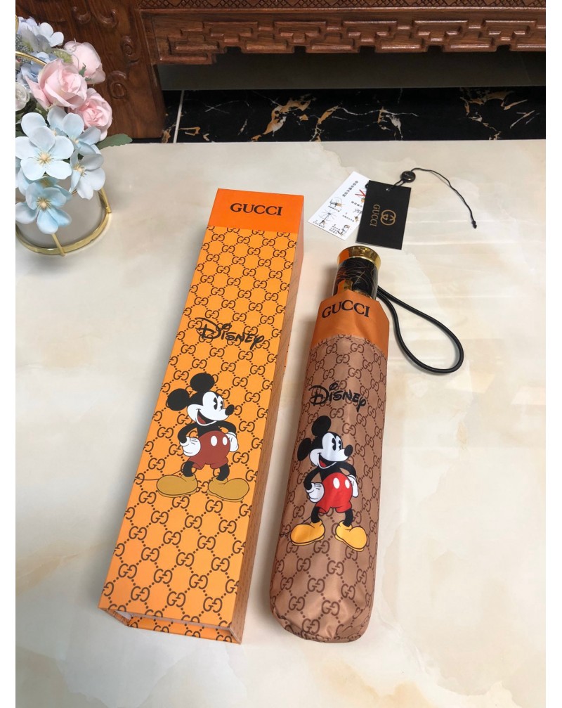 グッチ ミッキーコラボ カサお洒落可愛い晴雨兼用傘三つ折り携帯便利日焼け止め梅雨対策人気