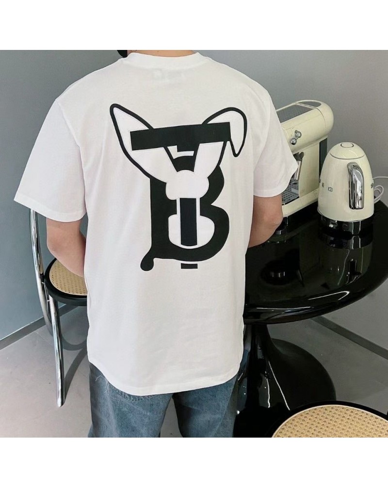 バーバリー ｔシャツ半袖お洒落新作ウサギ付きティシャツペアお揃い人気上着