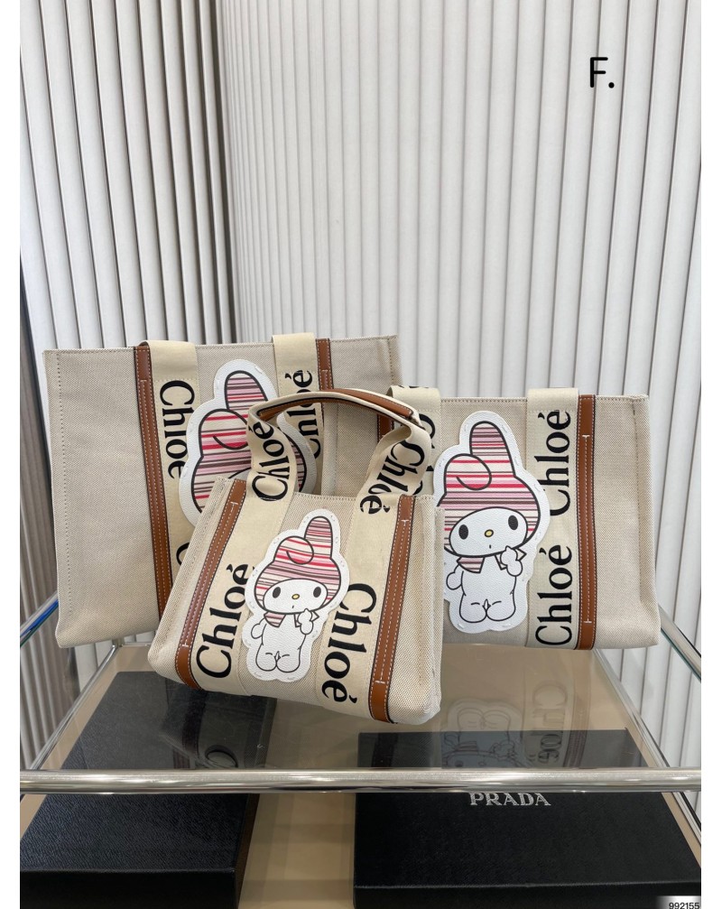 chloe トートバックキャンバス可愛いキャラクター付きお洒落ファッショントートバック
