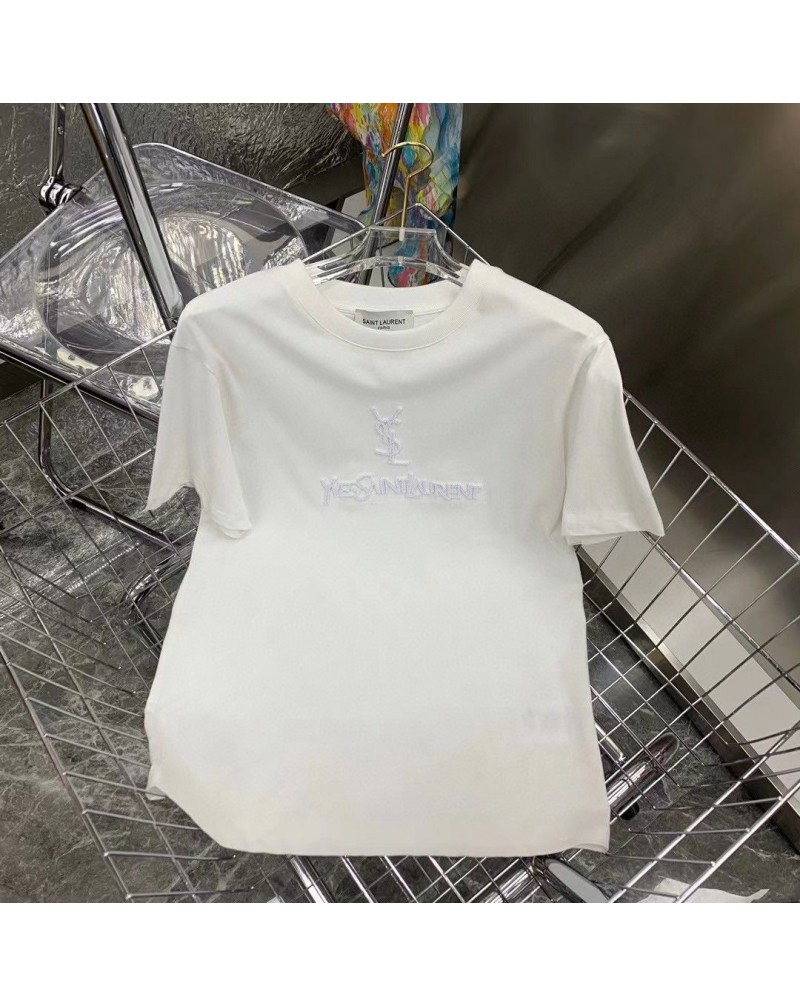 サンローラン ｔシャツ半袖コットン製肌柔らかい立体的ロゴティシャツ上着人気新作23ss