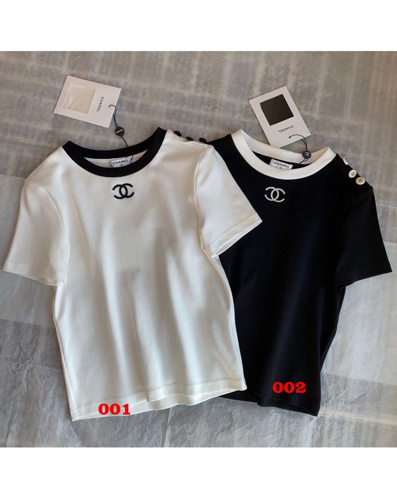 シャネル ｔシャツ半袖お洒落小香風ｔシャツ半袖優雅ファッションティシャツトップスカジュアルコットン製人気