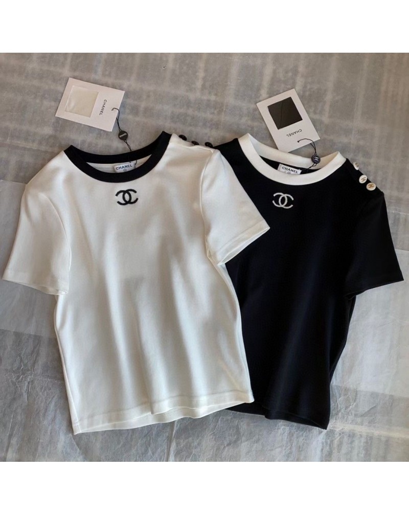 シャネル ｔシャツ半袖お洒落小香風ｔシャツ半袖優雅ファッションティシャツトップスカジュアルコットン製人気