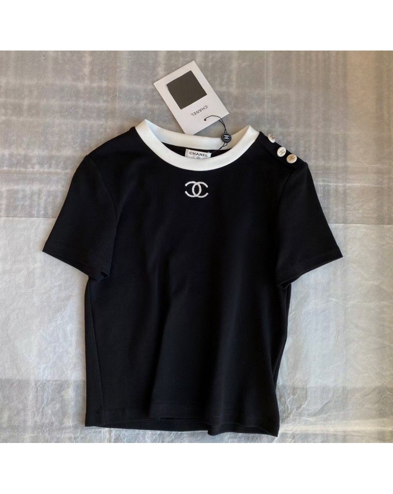 シャネル ｔシャツ半袖お洒落小香風ｔシャツ半袖優雅ファッションティシャツトップスカジュアルコットン製人気
