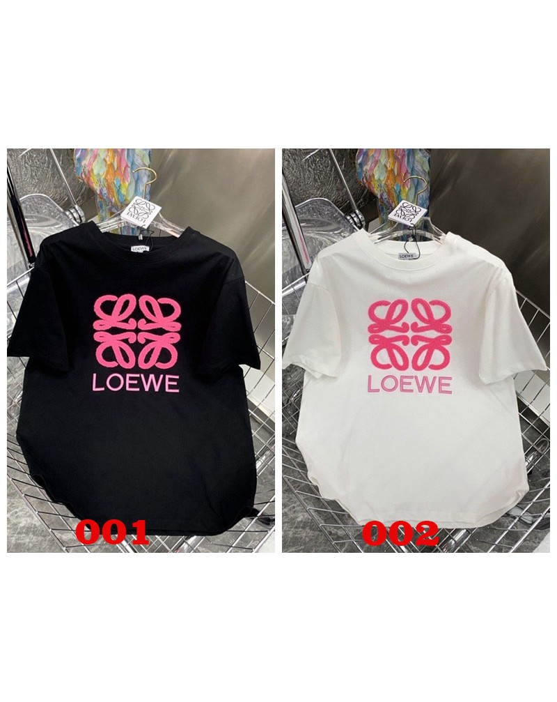 ロエベ ｔシャツ半袖お洒落精緻刺繍ロゴ高級ティシャツ短袖上着