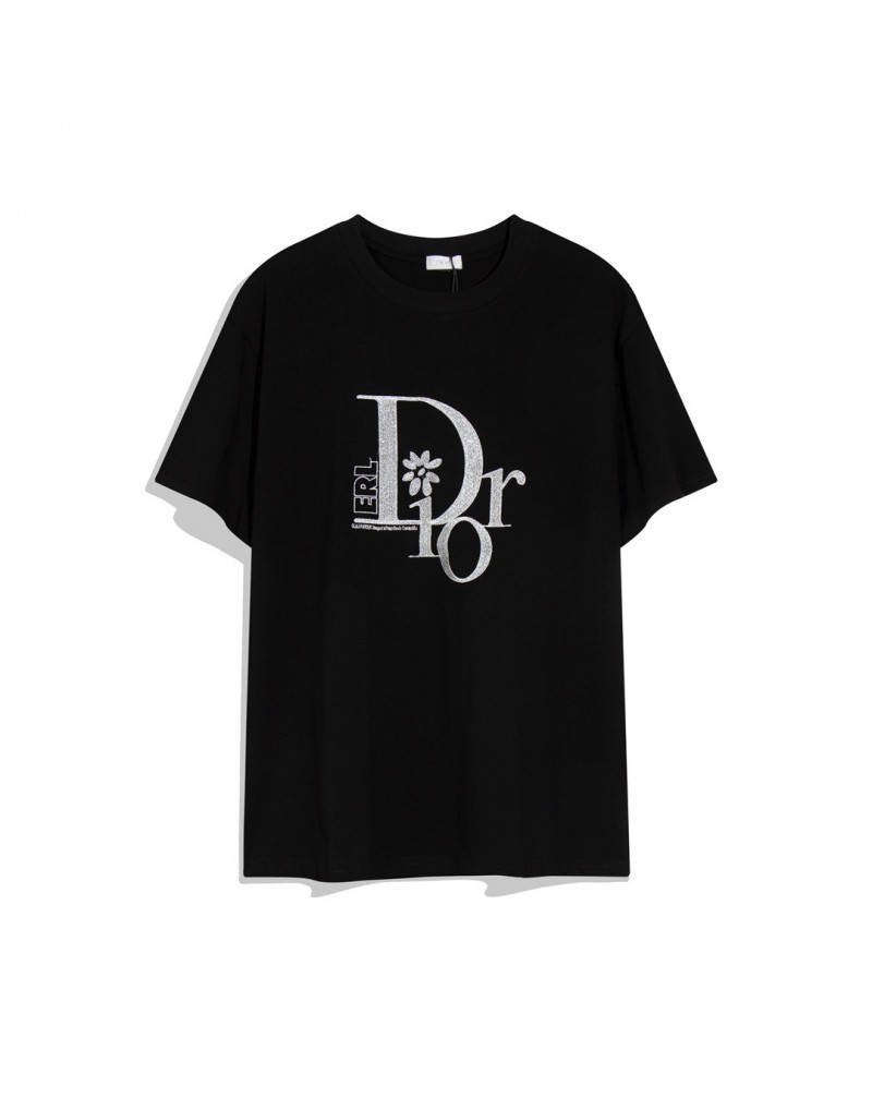 ディオール tシャツ半袖精緻刺繍ティシャツコットン製人気新作短袖トップスペアお揃い