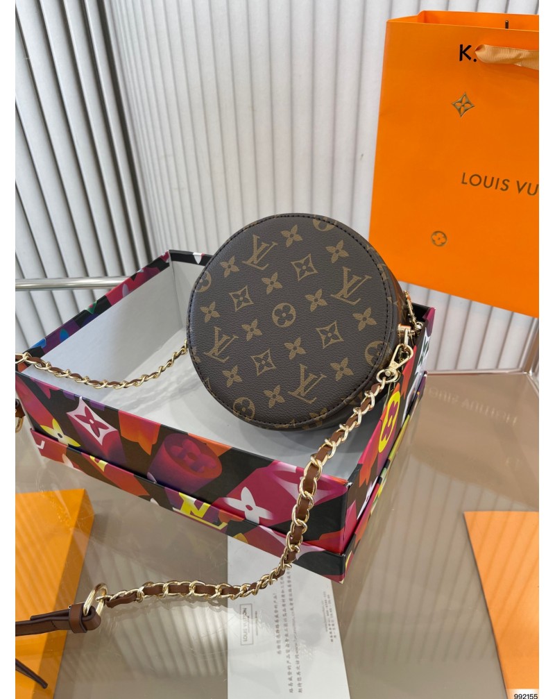 ルイ・ヴィトン ショルダーバッグ 人気ショルダーバックヴィトン ミニ円型斜め掛けバッグ新作飾りチェーン付き