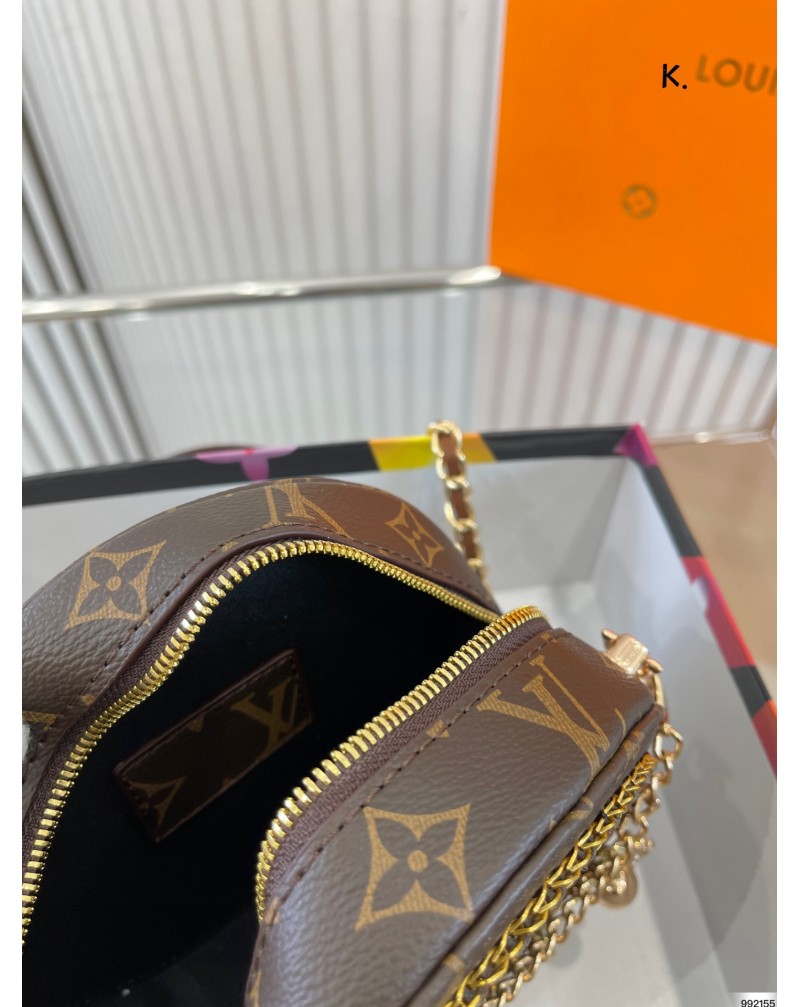 ルイ・ヴィトン ショルダーバッグ 人気ショルダーバックヴィトン ミニ円型斜め掛けバッグ新作飾りチェーン付き