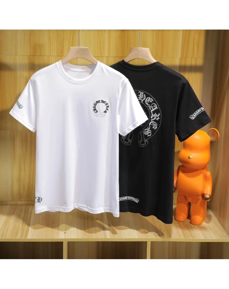 クロムハーツ ｔシャツ半袖ペアルック個性潮流ティシャツ短袖コットン製精緻刺繍ロゴ