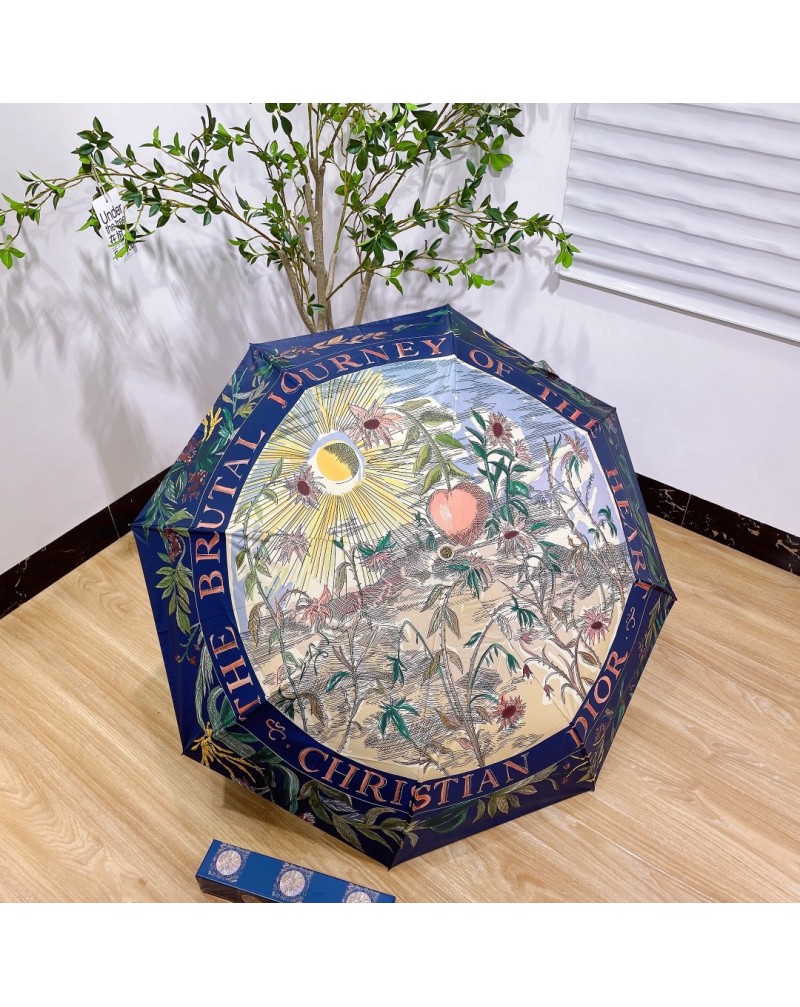 ディオール晴雨兼用お洒落新作梅雨対策三つ折り携帯便利自動ボタンUVカット防止日よけ