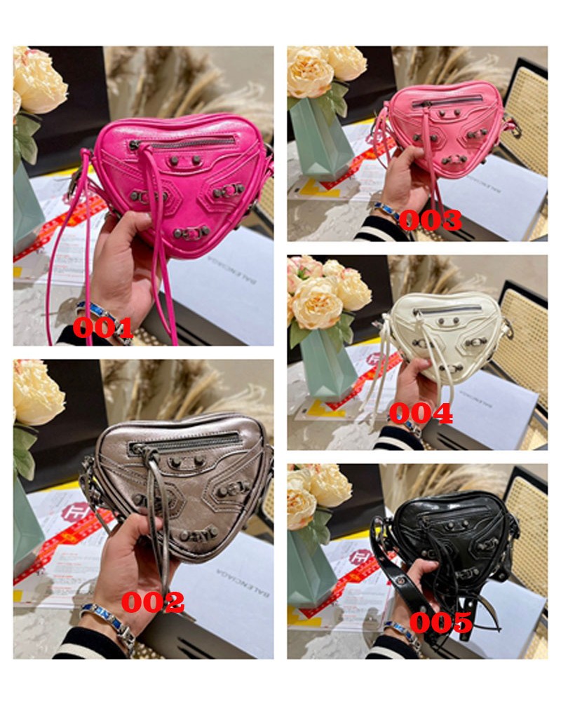 バレンシアガ ショルダーバック心型パンク感バイク風個性潮流ミニバック芸能人愛用