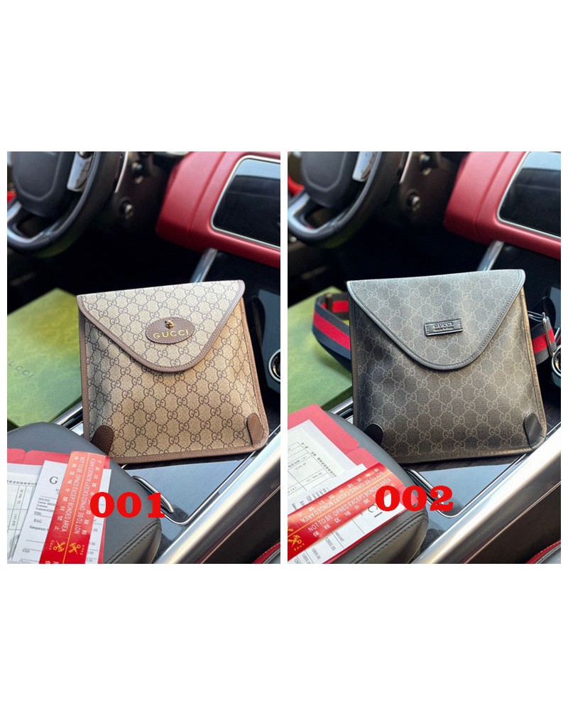 グッチ ショルダーバックお洒落ビジネス風斜め掛けバッグ高級レザー製