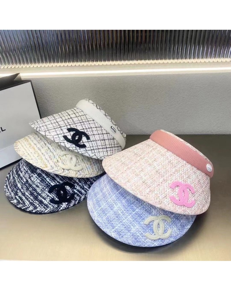 シャネル サンバイザー　お洒落小香風サイズ調整可能少し弾力性ある日よけ帽子