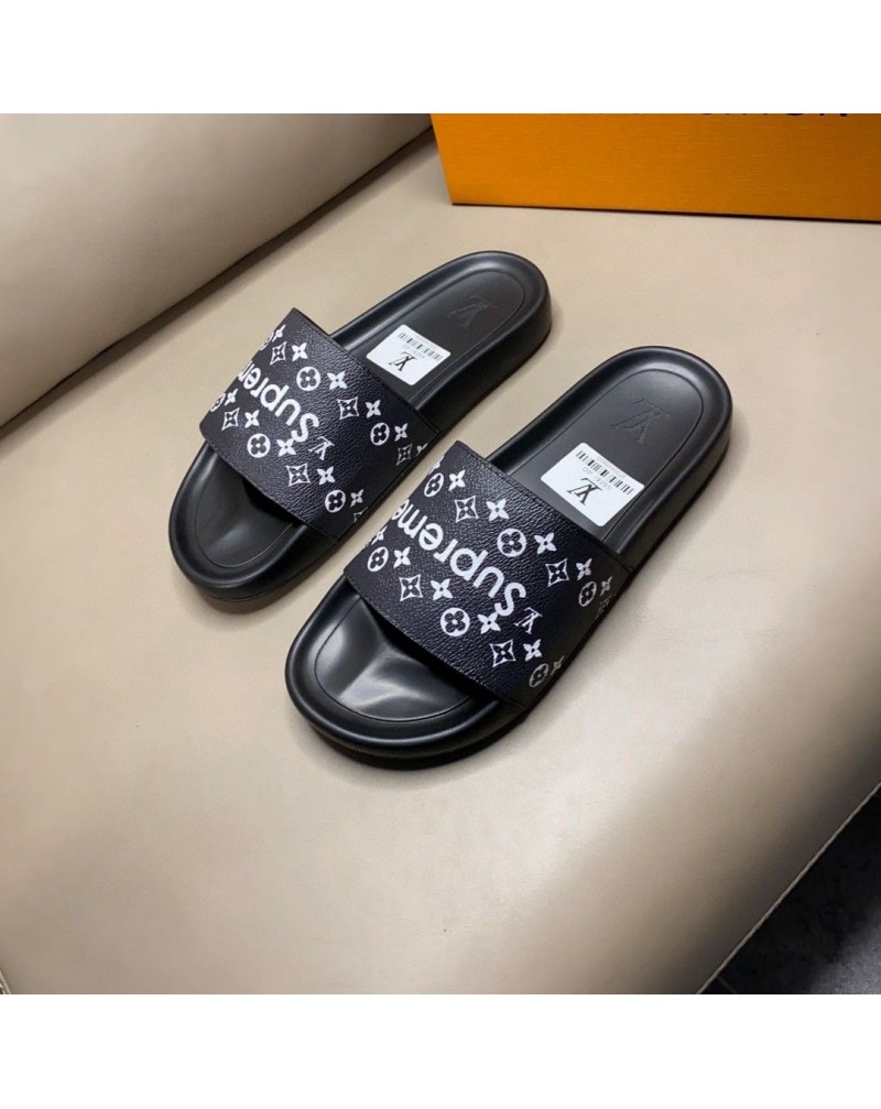 supreme vuittonコラボスリップメンズ向け個性潮流スリッパサンダル