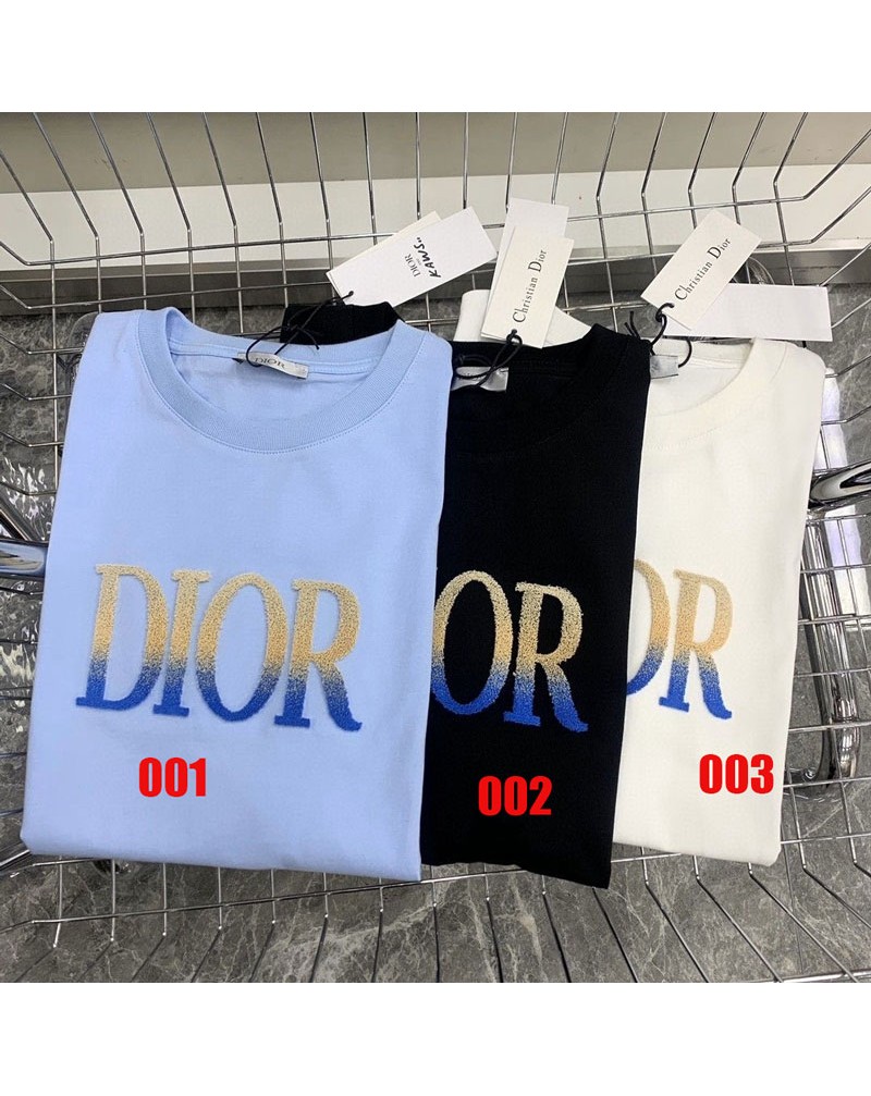ディオール ｔシャツ半袖人気ブランド短袖ティシャツカジュアル立体的ロゴ高級