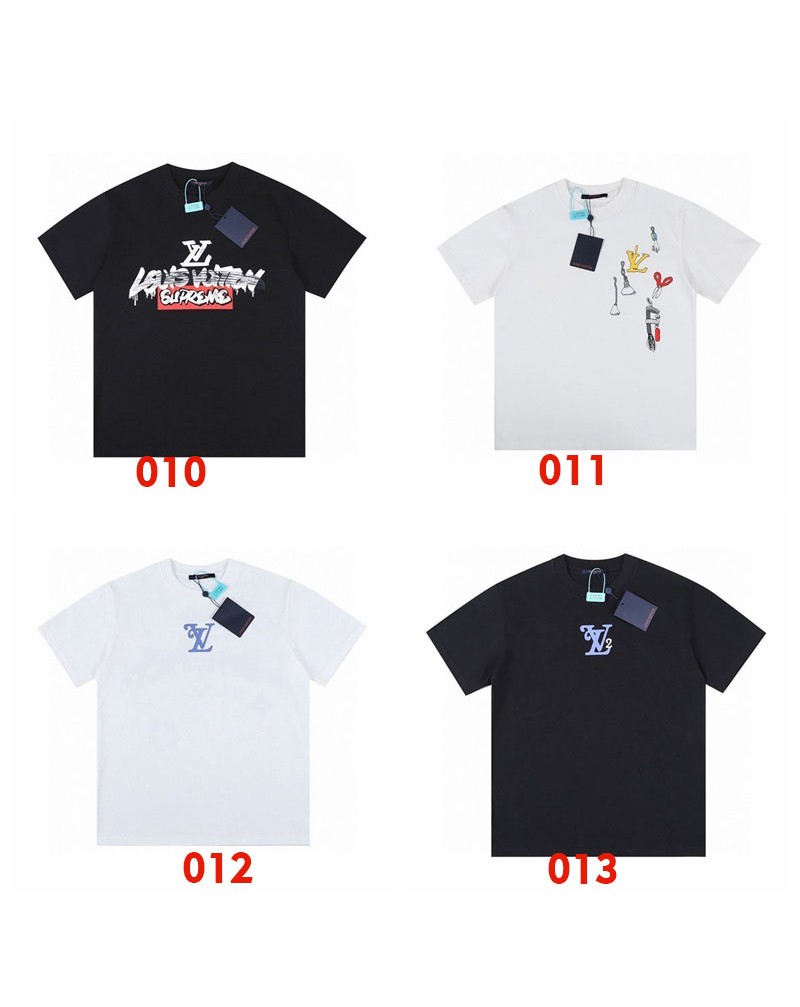 ヴィトンｔシャツ半袖お洒落新作半袖個性潮流プリント付きティシャツトップスペアルックコットン人気