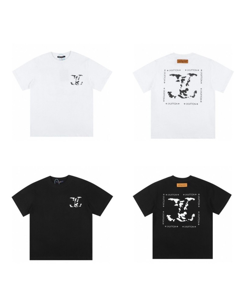 ヴィトンｔシャツ半袖お洒落新作半袖個性潮流プリント付きティシャツトップスペアルックコットン人気