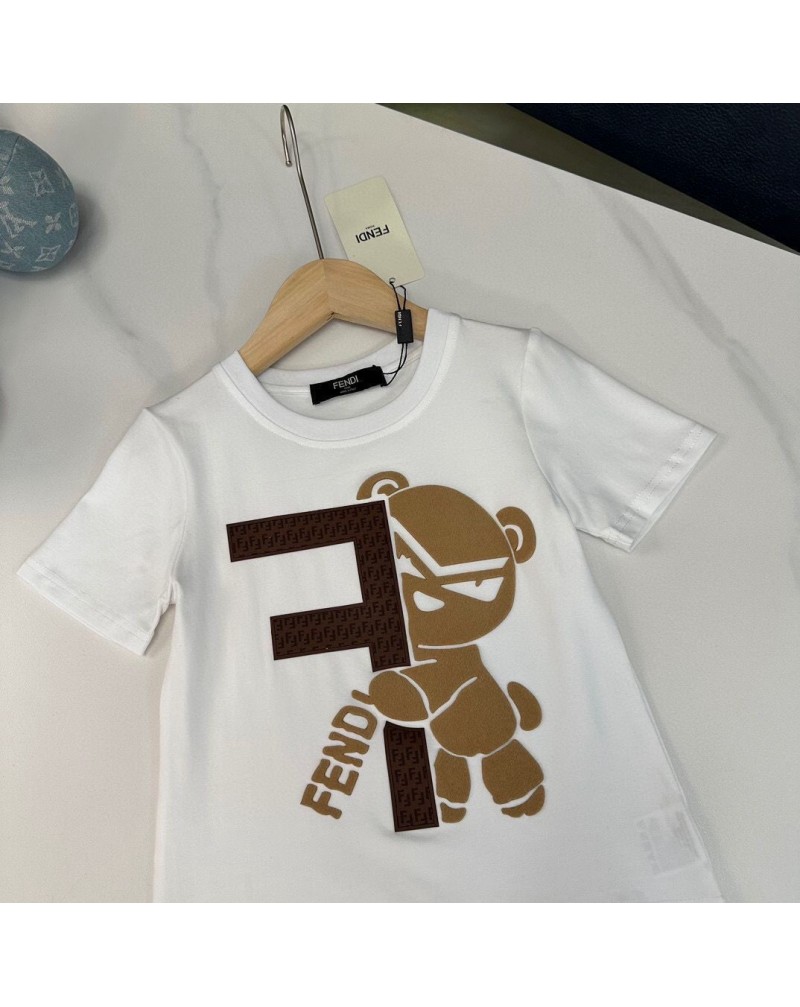 フェンデイｔシャツハーフパンツ二点セット子供用可愛いクマちゃん付きキッズティシャツ上下セットコットンお洒落
