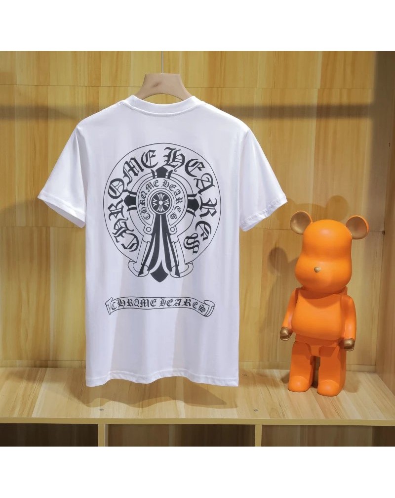クロムハーツ ｔシャツペアお揃い人気個性ティシャツ半袖コットン通気性よい汗吸収性よい上着潮流プリント正面ポケット付き