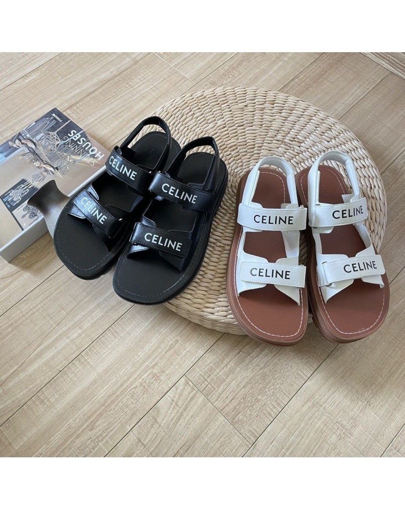 セリーヌ サンダルお洒落ファッションビーチサンダルベルクロ付き脱着方便