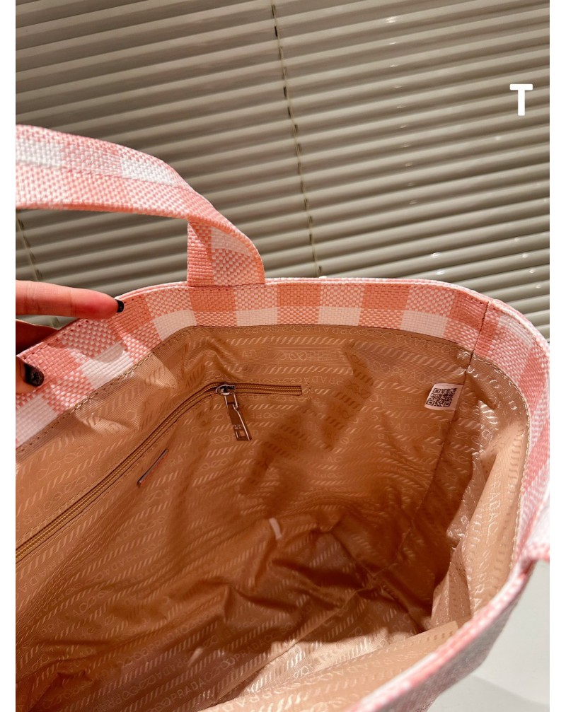 プラダ トートバック 人気新作ファッションチェックスタイルハンドバッグキャンバスカバンお洒落