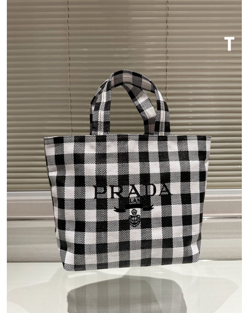 プラダ トートバック 人気新作ファッションチェックスタイルハンドバッグキャンバスカバンお洒落
