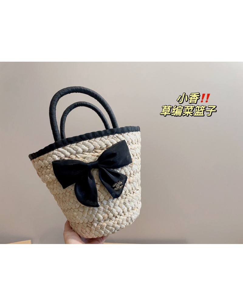 シャネル カゴバックお洒落小香風カゴバック可愛いレース蝶結び付きファッション新作ハンドバック