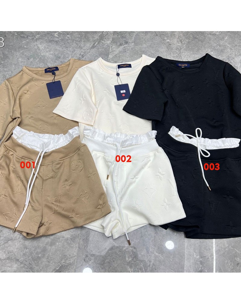 ヴィトン ｔシャツハーフパンツ二点セットお洒落モノグラム浮き彫り付きカジュアル人気新作上下セット