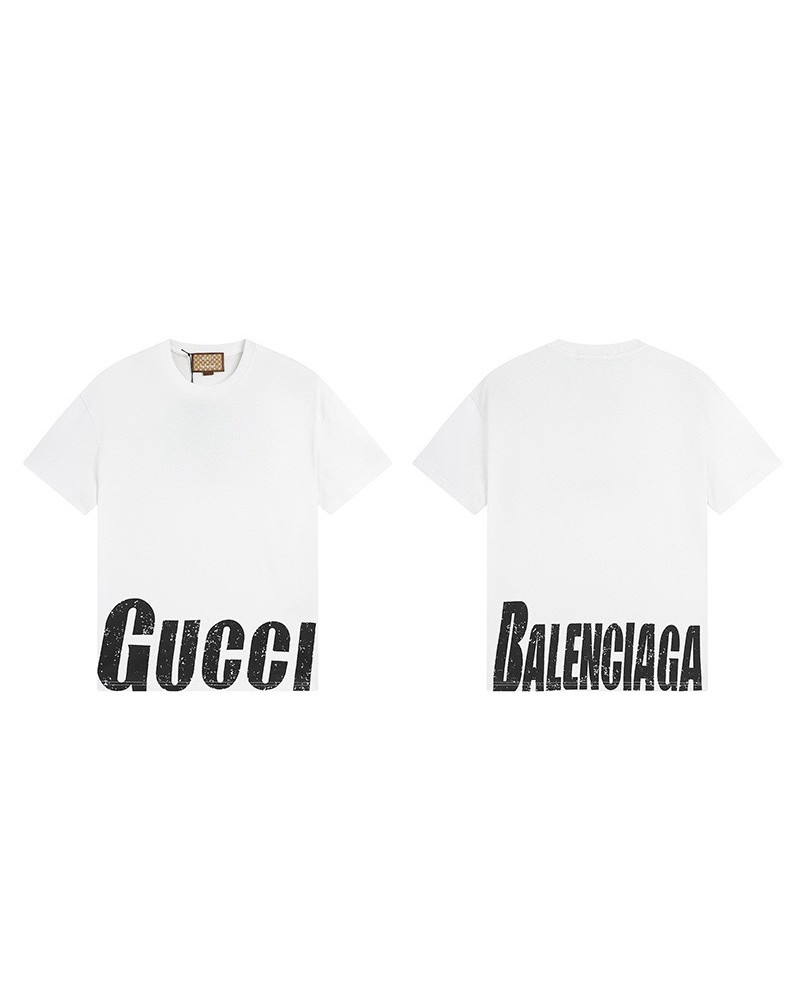 グッチ Ｔシャツ短袖人気新作ブランドｔシャツ半袖グッチバレンシアガコラボティシャツ短袖メンズレディース兼用お洒落