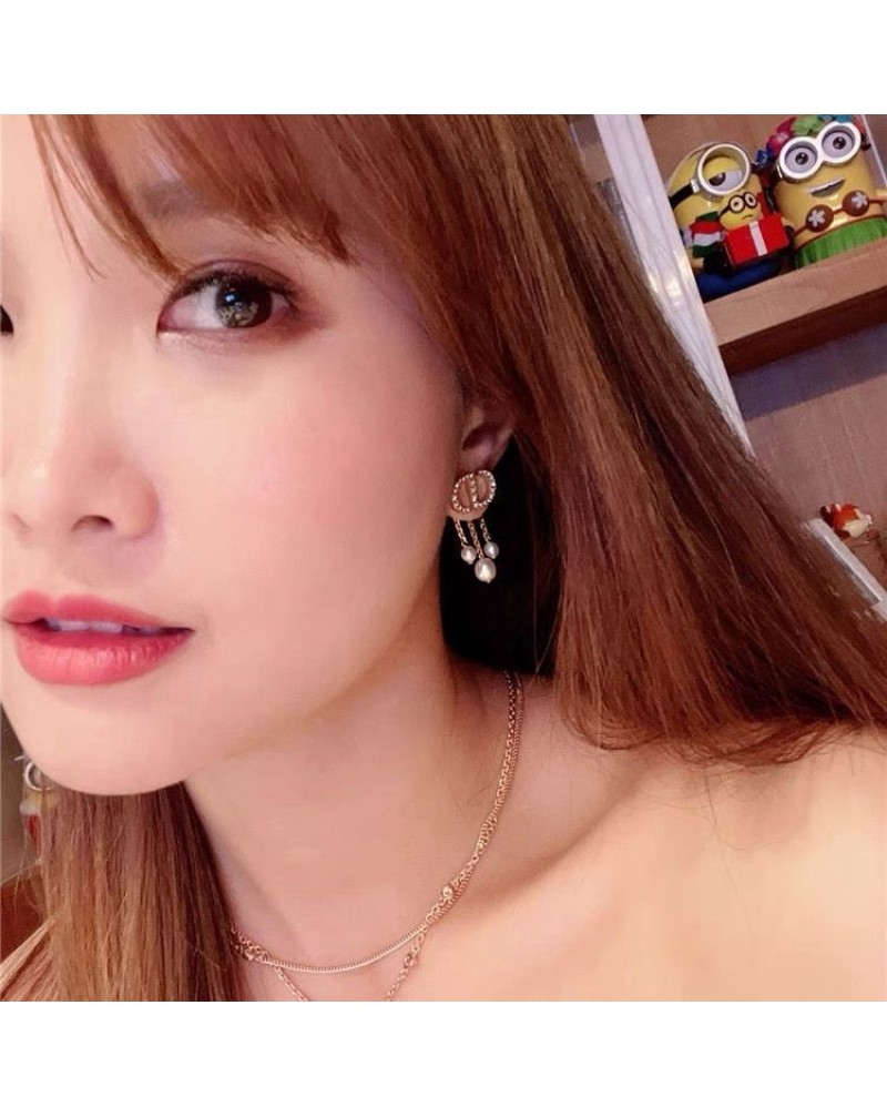 ディオール ピアス可愛いキラキラピアス真珠付き優雅高級ピアス