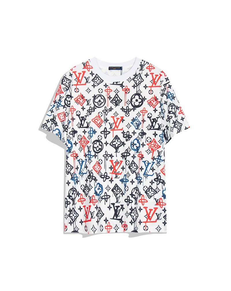 ヴィトン ｔシャツ半袖お洒落モノグラム個性落書き23SSブランドティシャツコットン製