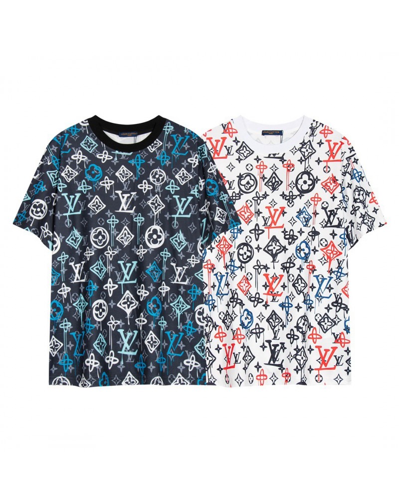 ヴィトン ｔシャツ半袖お洒落モノグラム個性落書き23SSブランドティシャツコットン製