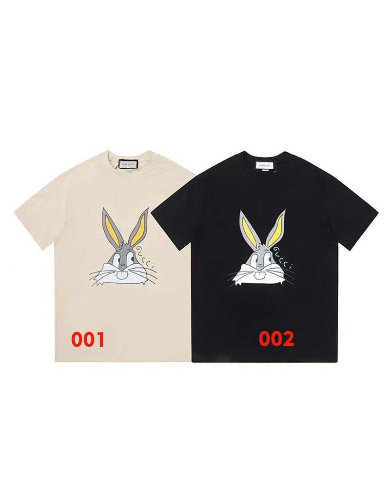 グッチ Ｔシャツ半袖可愛い兎付きお洒落人気新作男女向け人気ティシャツ短袖