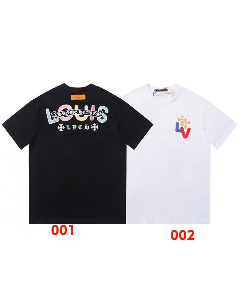 ヴィトン クロムハーツコラボ Ｔシャツ半袖個性潮流人気ティシャツコットン製トップス