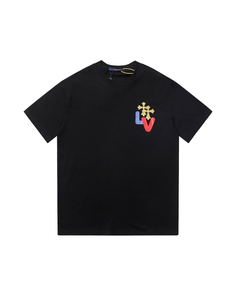 ヴィトン クロムハーツコラボ Ｔシャツ半袖個性潮流人気ティシャツコットン製トップス