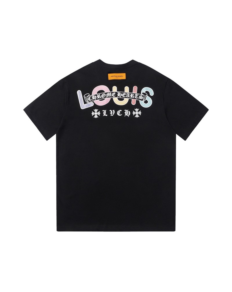 ヴィトン クロムハーツコラボ Ｔシャツ半袖個性潮流人気ティシャツコットン製トップス