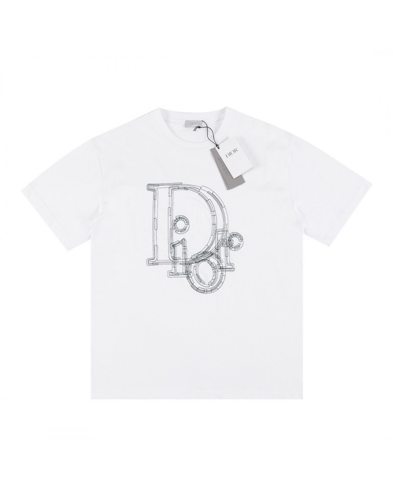 ディオール tシャツ半袖お洒落精緻刺繍ティシャツコットン製人気トップスペアルック