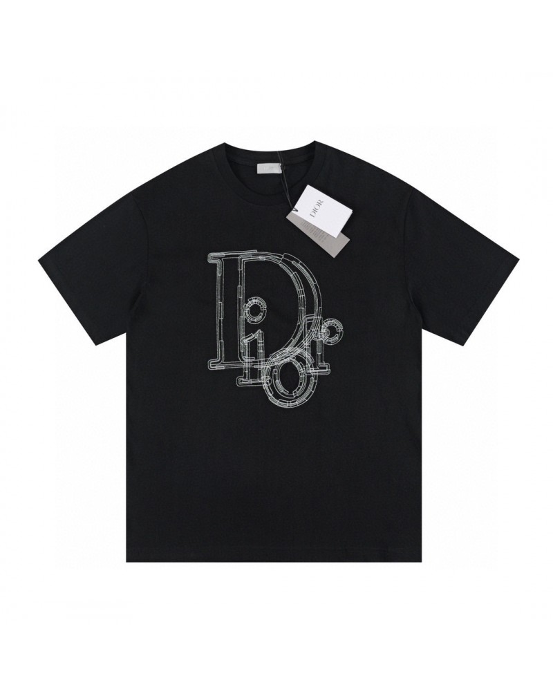 ディオール tシャツ半袖お洒落精緻刺繍ティシャツコットン製人気トップスペアルック