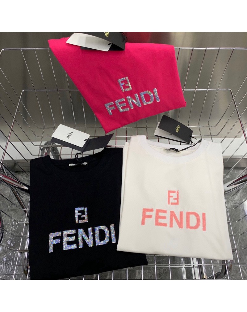 FF tシャツ半袖お洒落人気スパンコールティシャツコットン製