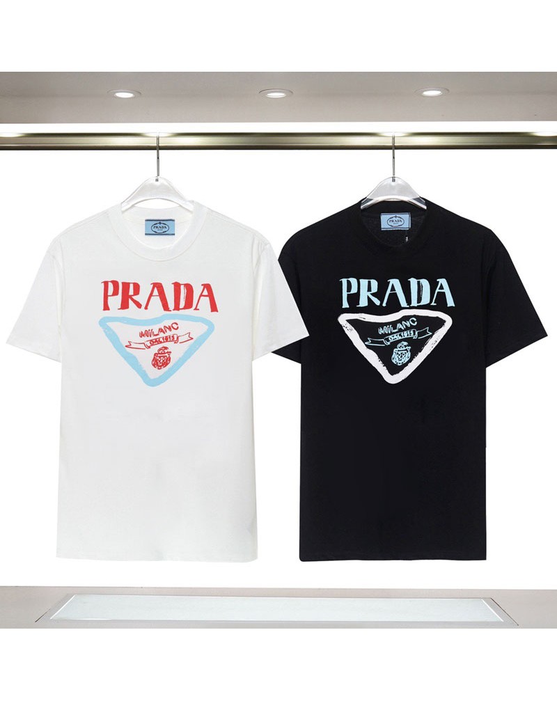プラダ tシャツ半袖カジュアル人気経典プリント男女向け