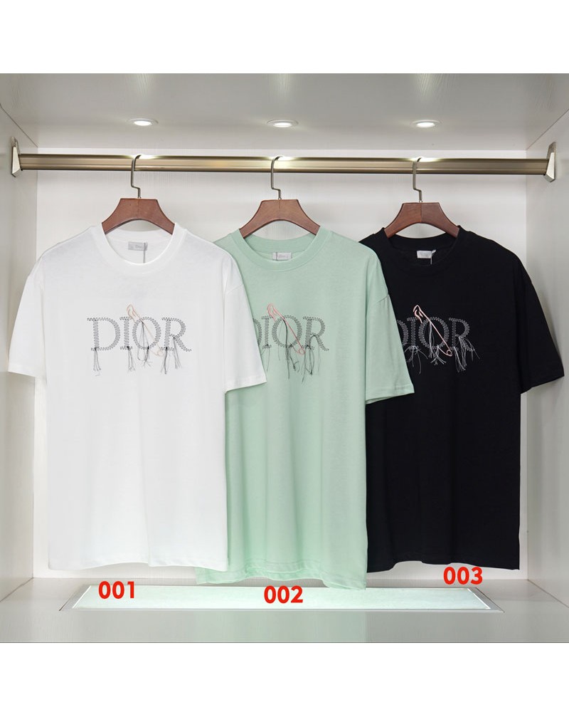 ディオール tシャツ半袖精緻刺繍フリンジ潮流人気新作お洒落短袖上着