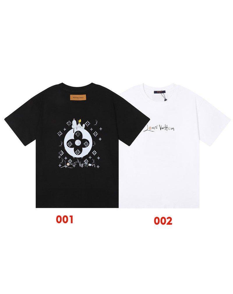 ヴィトン Ｔシャツ半袖お洒落可愛いスヌーピーモノグラム付きコットンティシャツトップス男女向け
